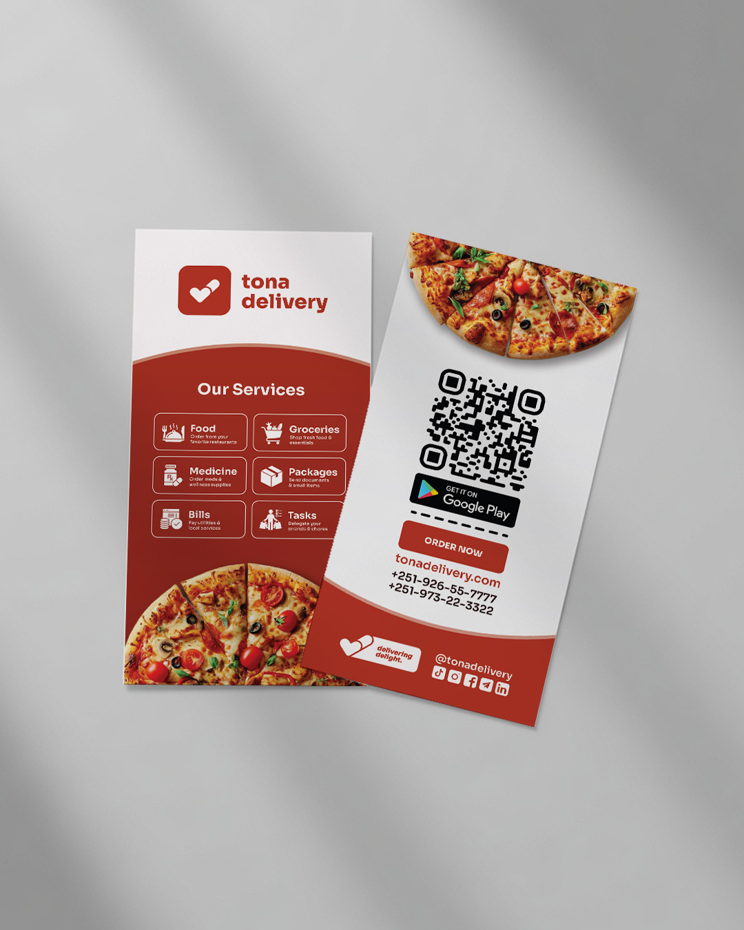 Tona Delivery flyer front and back