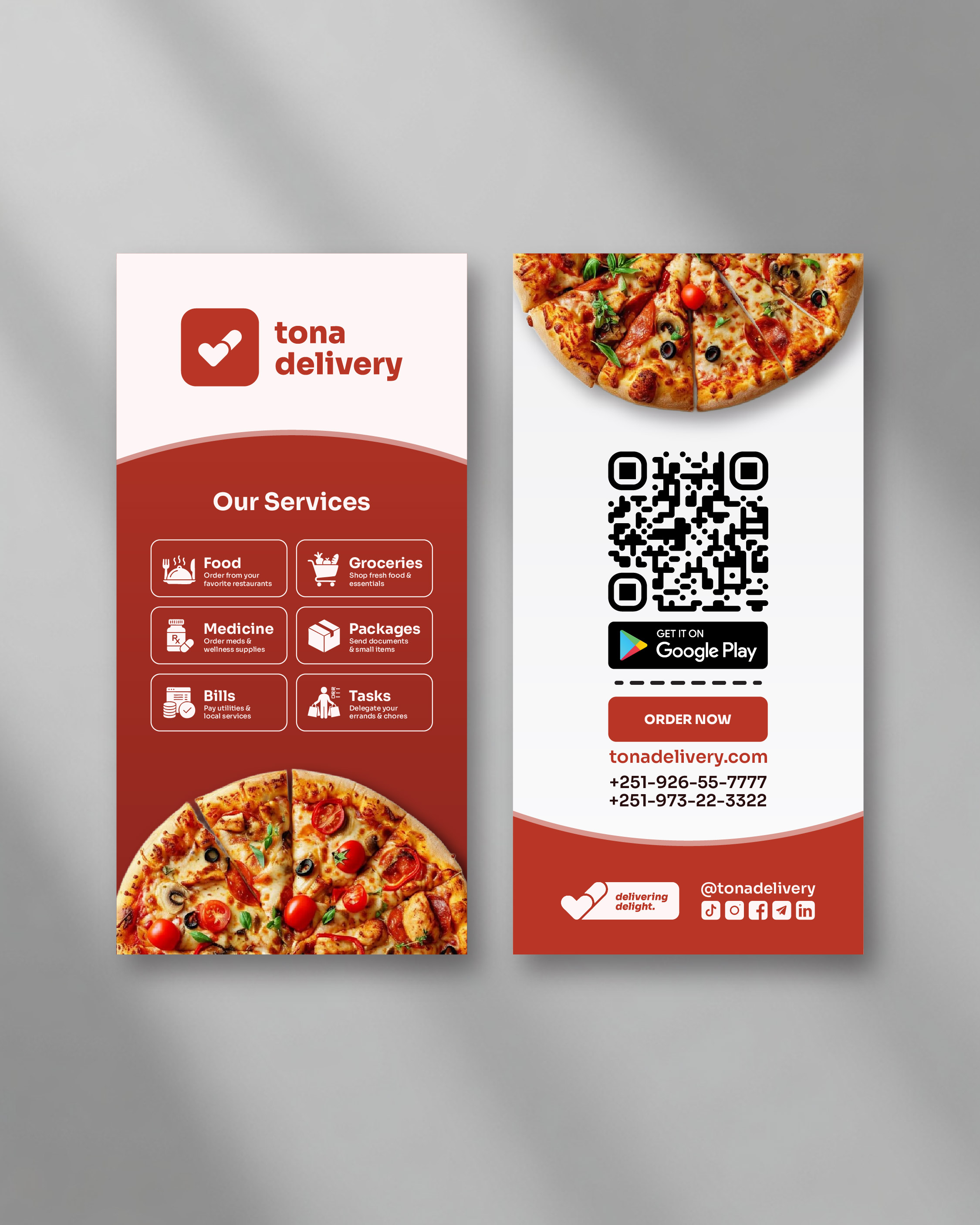 Tona Delivery flyer pair mockup