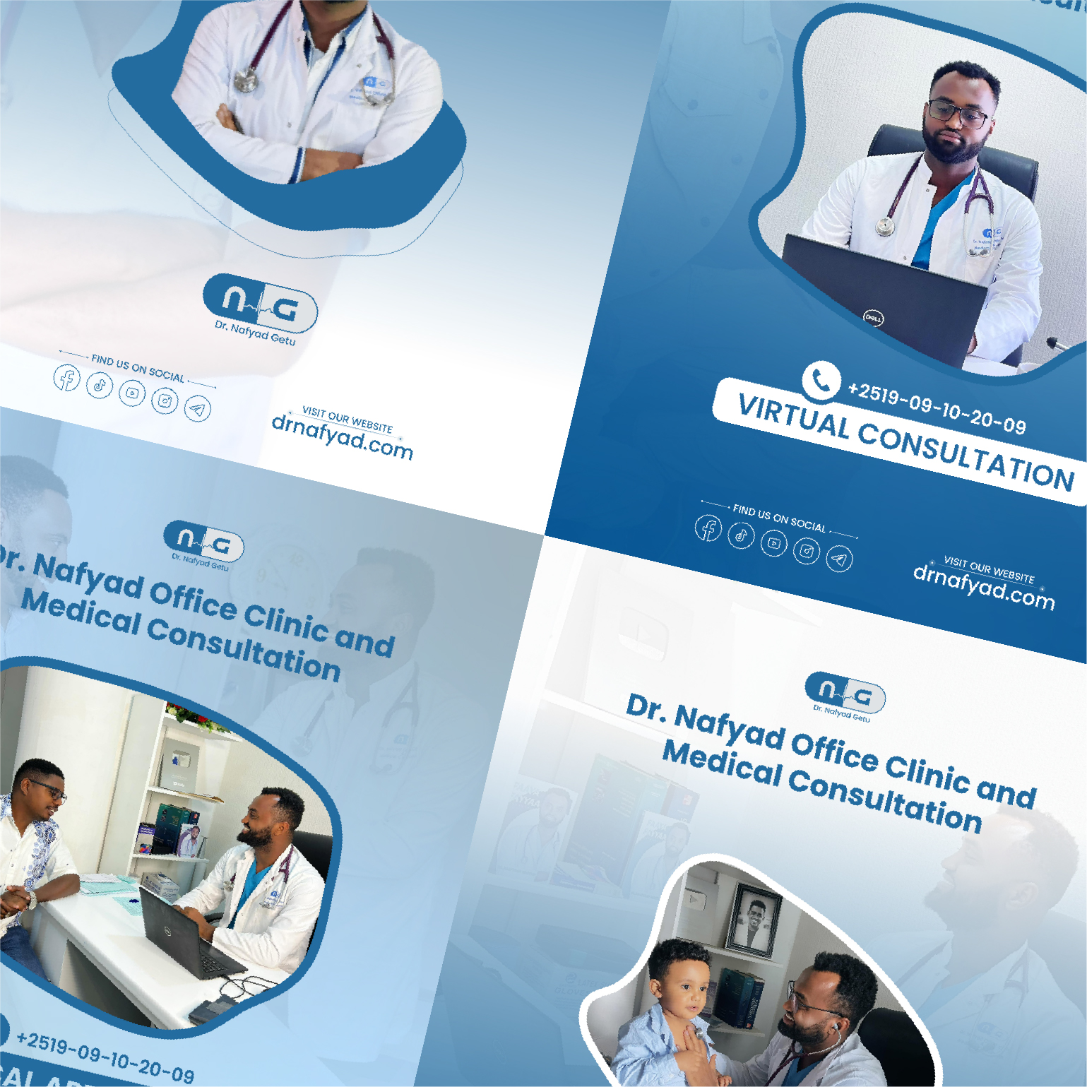 Dr. Nafyad Getu clinic social media post grid design