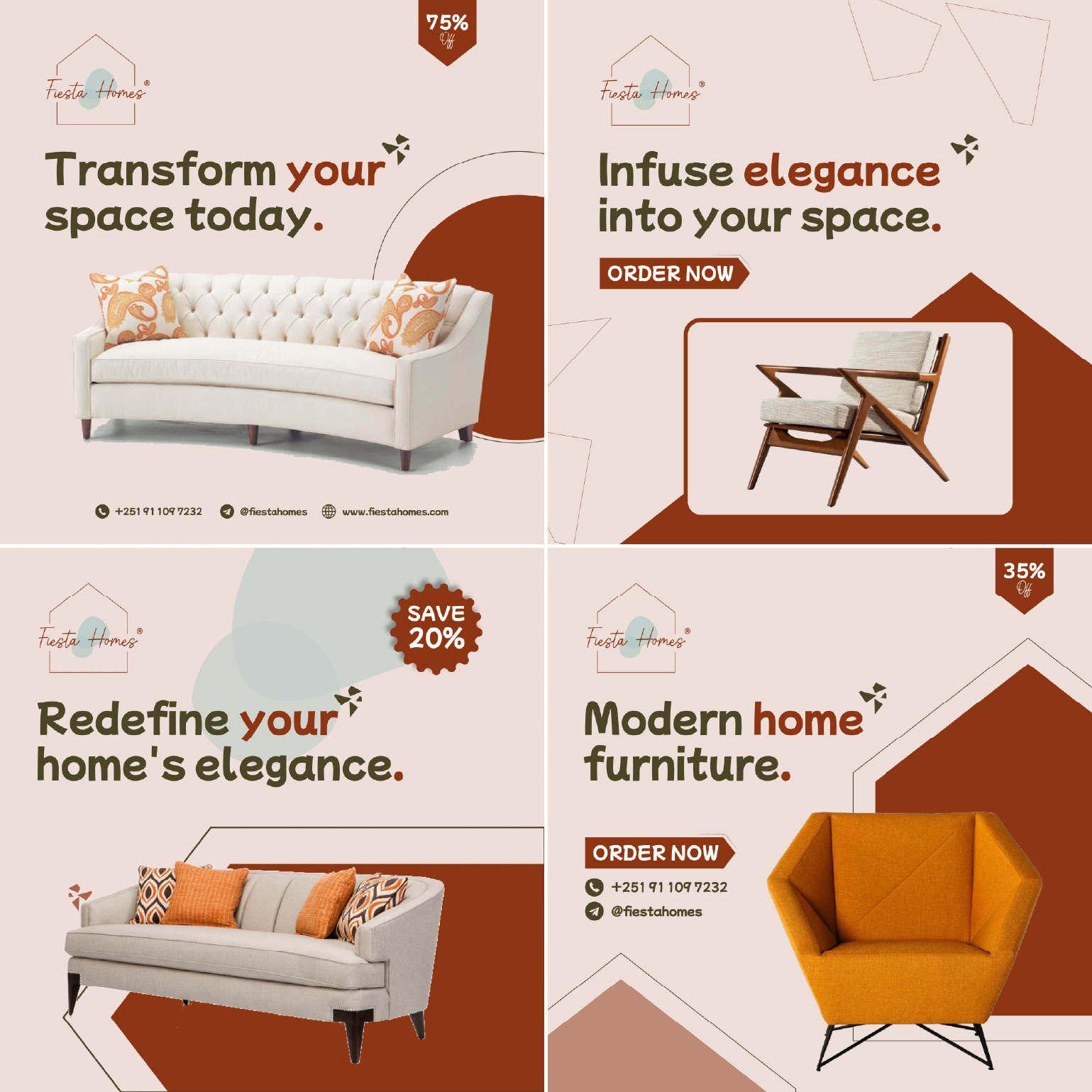 Fiesta Homes furniture social media ad grid design